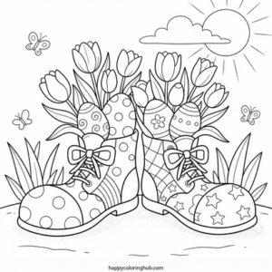 Circus easter coloring page for seniors