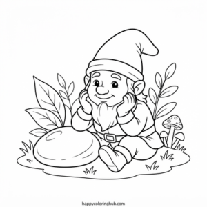 Complex surreal gnomes coloring page