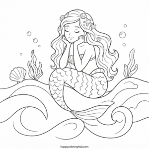 Pop art mermaids coloring page for relaxation