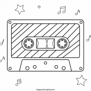 Cassette tapes coloring page