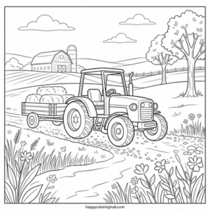 Tractors summer coloring page for men