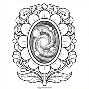Scary retro 80s flowers coloring page