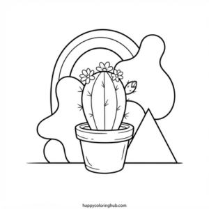 Beautiful retro 90s cactuses coloring page