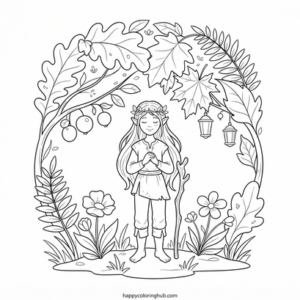 Elves hunting coloring page