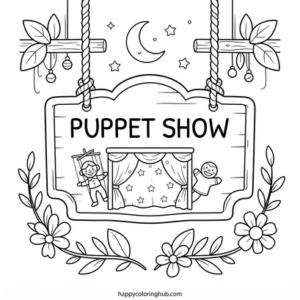 Puppet show coloring page