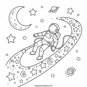 Astronauts skating coloring page for women