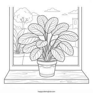 Sketchy houseplants coloring pages